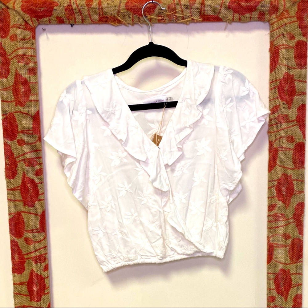 Cream Eyelet Lace Embroidered Crop